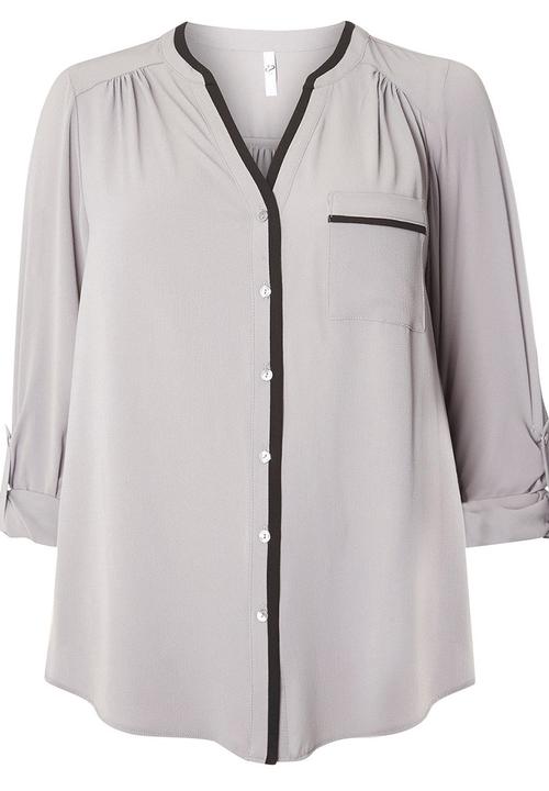 EVANS - Contrast Trim Shirt Grey