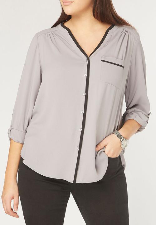 EVANS - Contrast Trim Shirt Grey