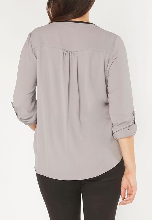 EVANS - Contrast Trim Shirt Grey
