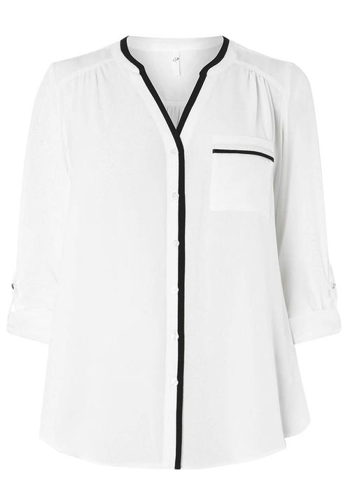 EVANS - Contrast Trim Shirt Black and White
