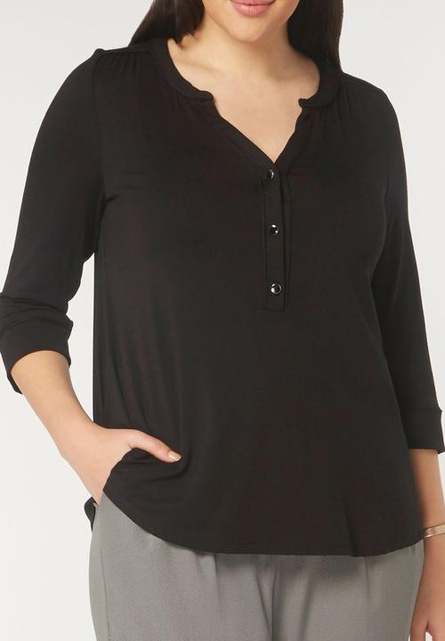 EVANS - 3/4 Sleeve Top Black