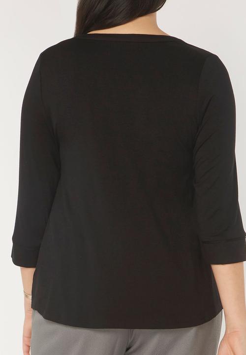EVANS - 3/4 Sleeve Top Black