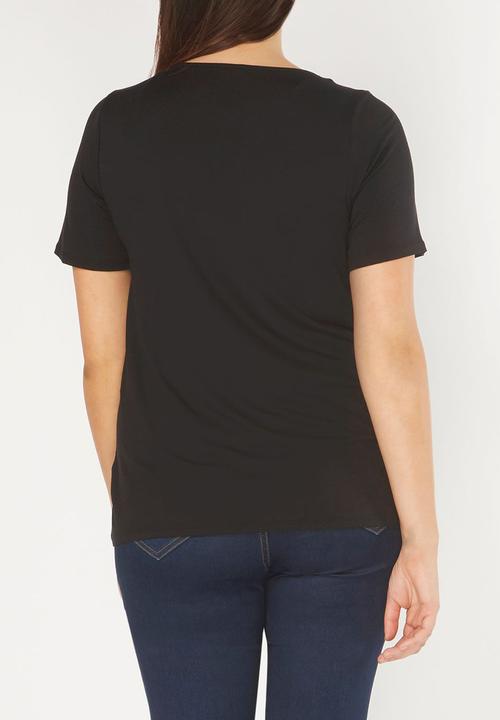 EVANS - Frill Detail Blouse Black