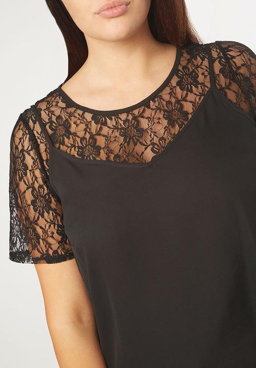 EVANS - Lace 2-In-1 Top Black