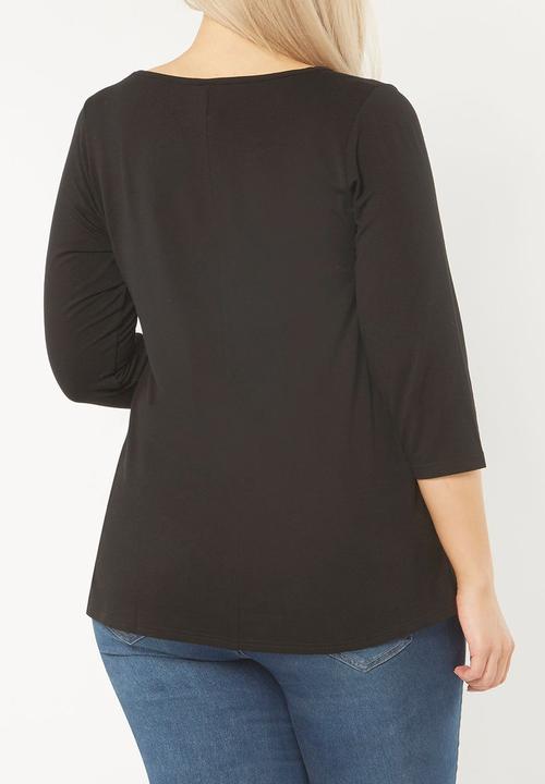 EVANS - V-Neck Easy Fit Top Black
