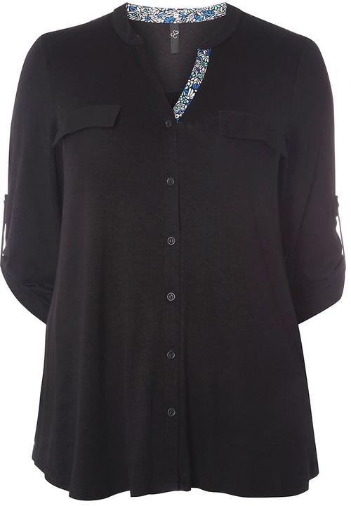 EVANS - Contrast Trim Shirt Black