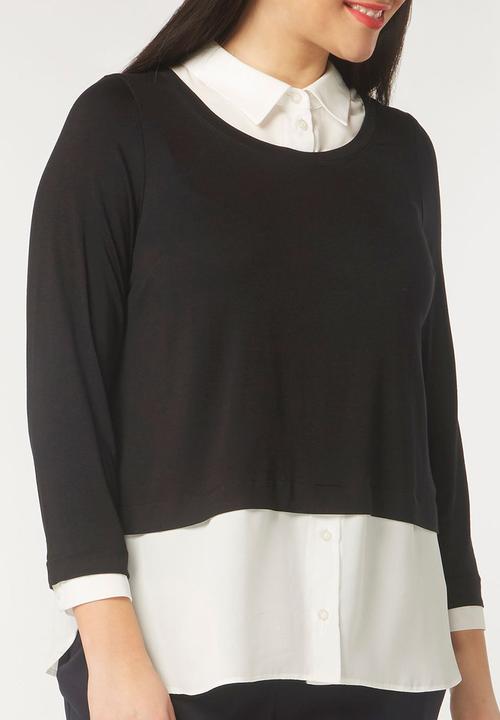 EVANS - 2-in-1 Shirt Black and White