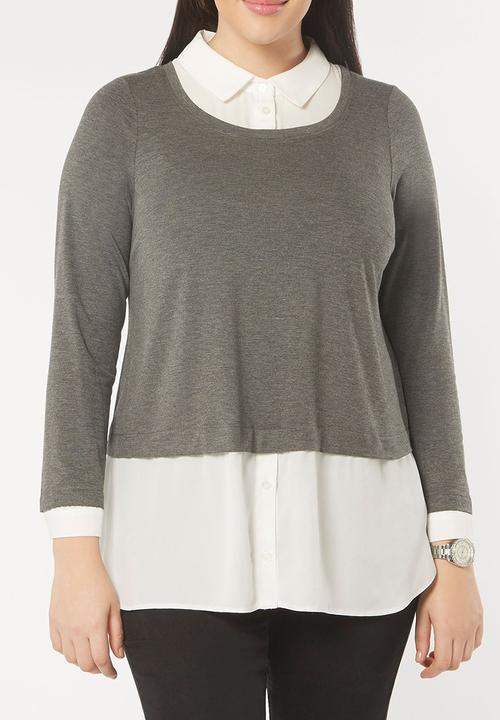 EVANS - 2-in-1 Shirt Grey