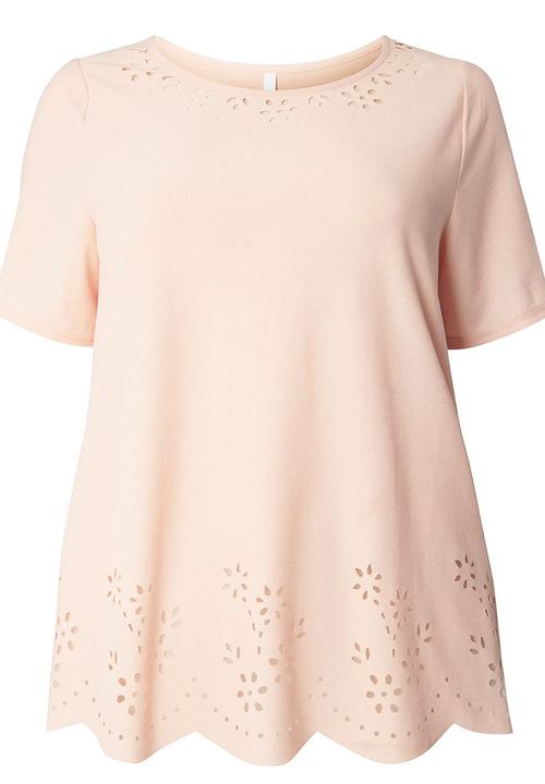 EVANS - Laser Cut Detail Top Pale Pink