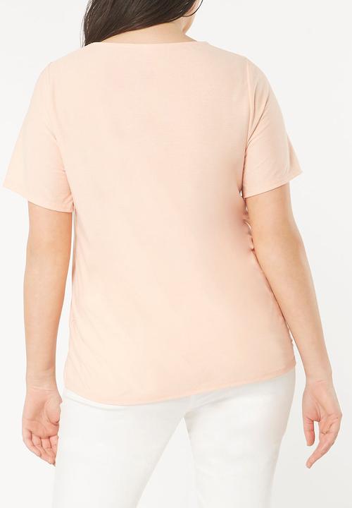EVANS - Laser Cut Detail Top Pale Pink