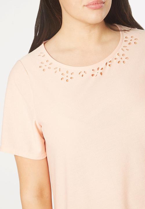 EVANS - Laser Cut Detail Top Pale Pink