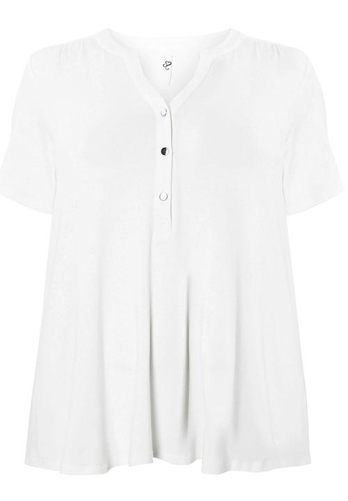EVANS - Short Sleeve Jersey Shirt Cream