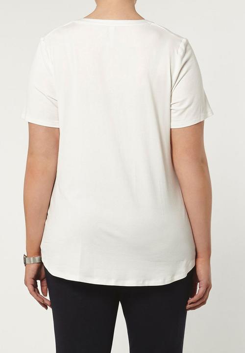 EVANS - Short Sleeve Jersey Shirt Cream