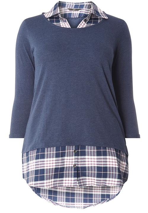 EVANS - 2-in-1 Check Shirt Blue