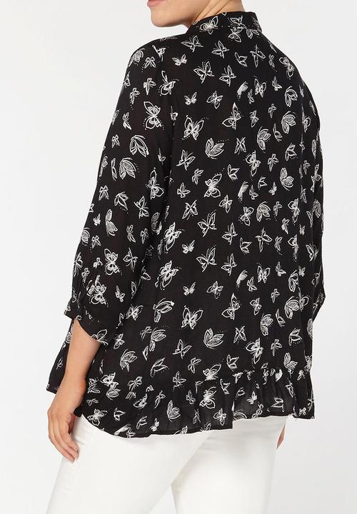 EVANS - All-over Print Shirt Black and White