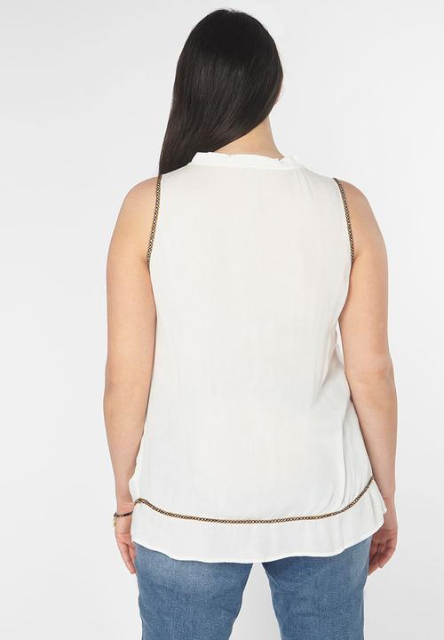 EVANS - Embroidery Detail Sleeveless Top White