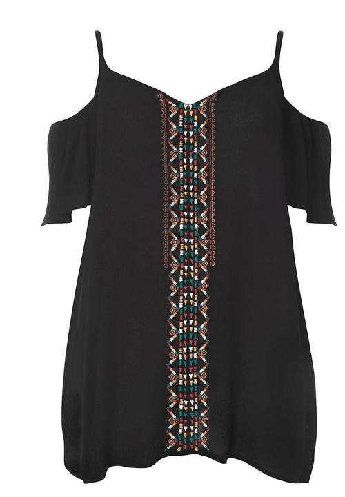 EVANS - Cold Shoulder Top Black