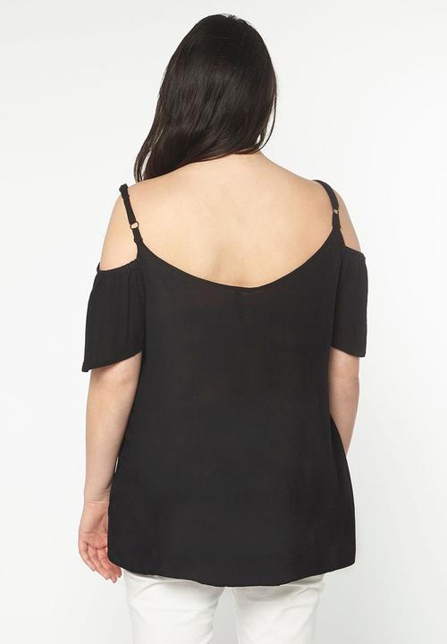 EVANS - Cold Shoulder Top Black