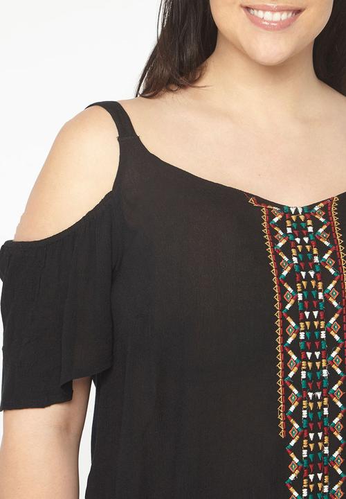 EVANS - Cold Shoulder Top Black