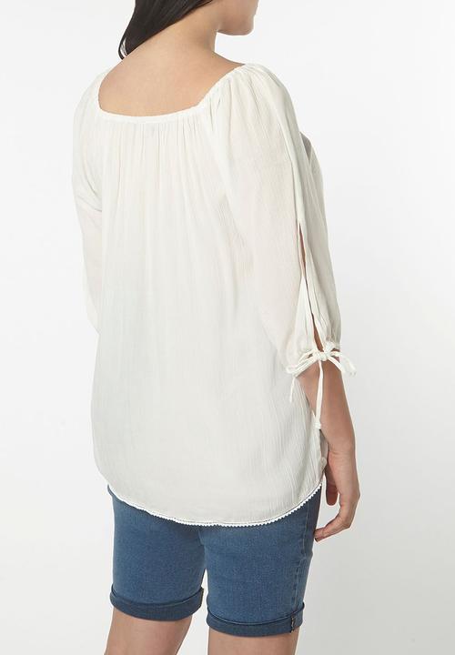 EVANS - Gypsy Bardot Top Cream