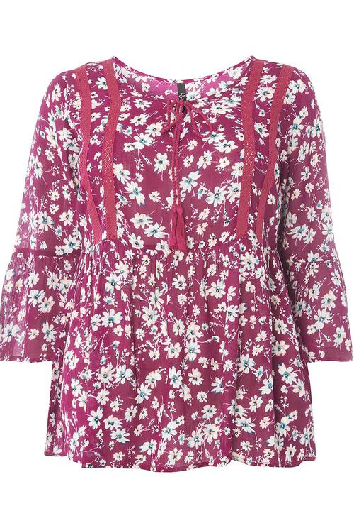 EVANS - Trim Detail Top Mid Purple