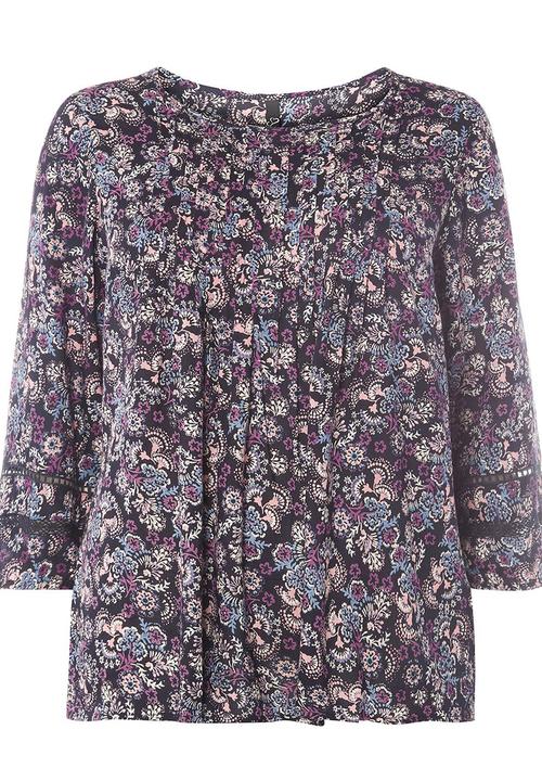 EVANS - Pleat Detail Blouse Navy