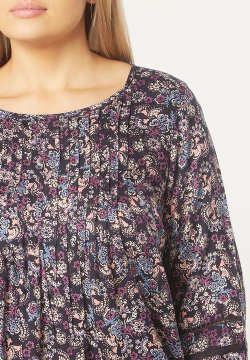 EVANS - Pleat Detail Blouse Navy