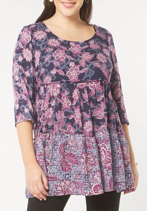 EVANS - Border Print Tunic Multi-colour