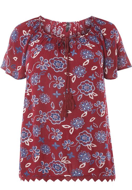 EVANS - Gypsy Blouse Red