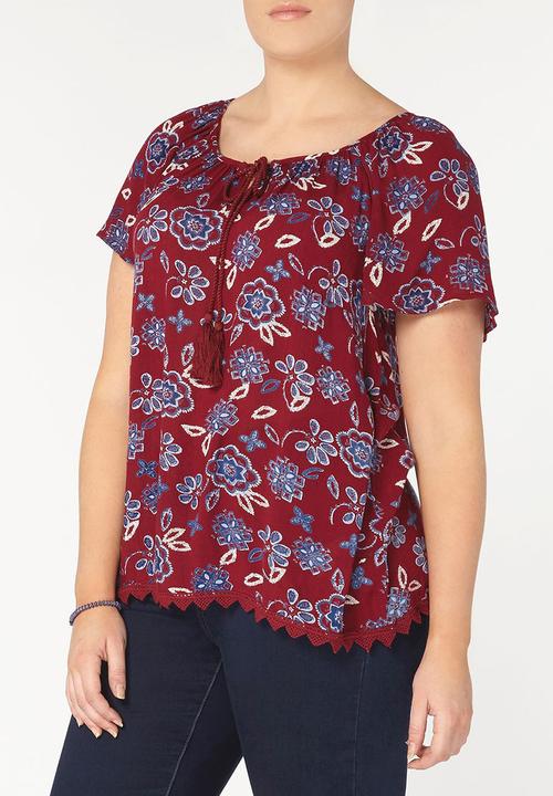 EVANS - Gypsy Blouse Red