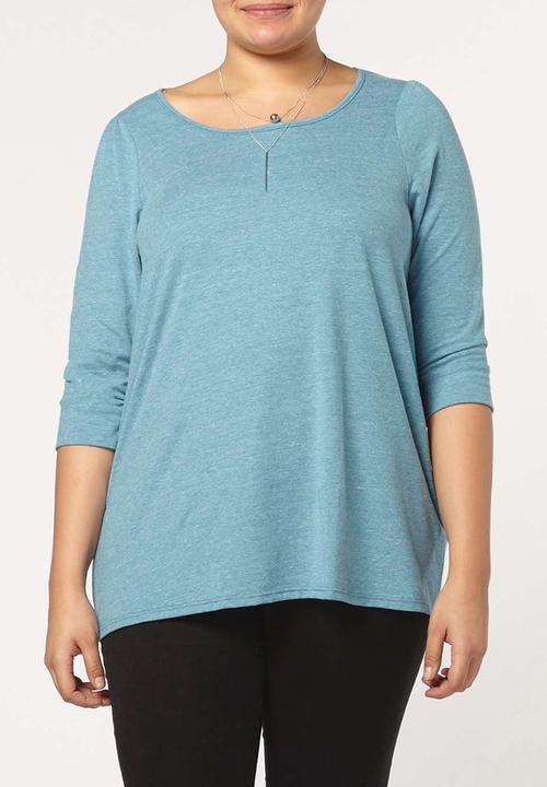 EVANS - 3/4 Sleeve T-shirt Turquoise