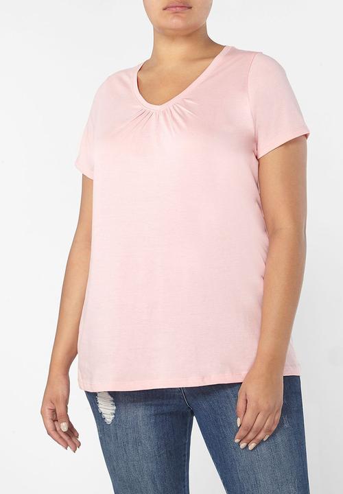 EVANS - Essential V-neck T-shirt Mid Pink