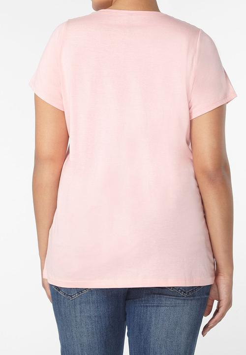 EVANS - Essential V-neck T-shirt Mid Pink