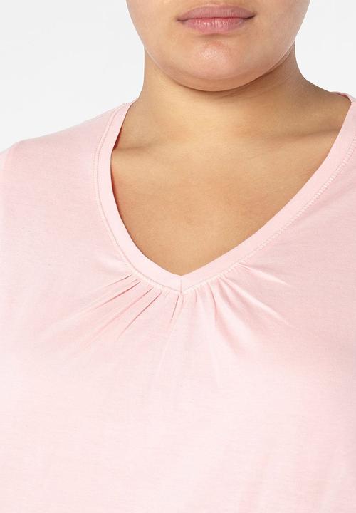 EVANS - Essential V-neck T-shirt Mid Pink