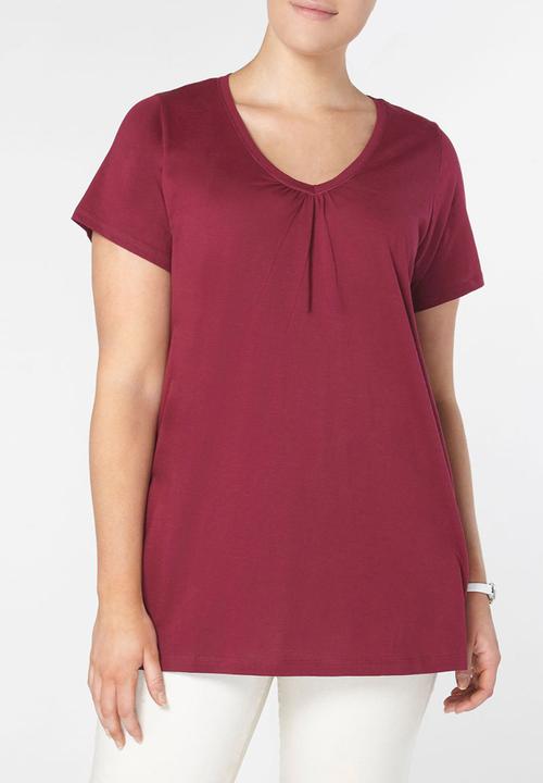 EVANS - Essential V-neck T-shirt Dark Pink