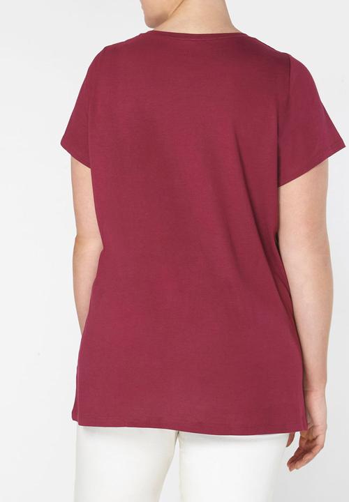 EVANS - Essential V-neck T-shirt Dark Pink
