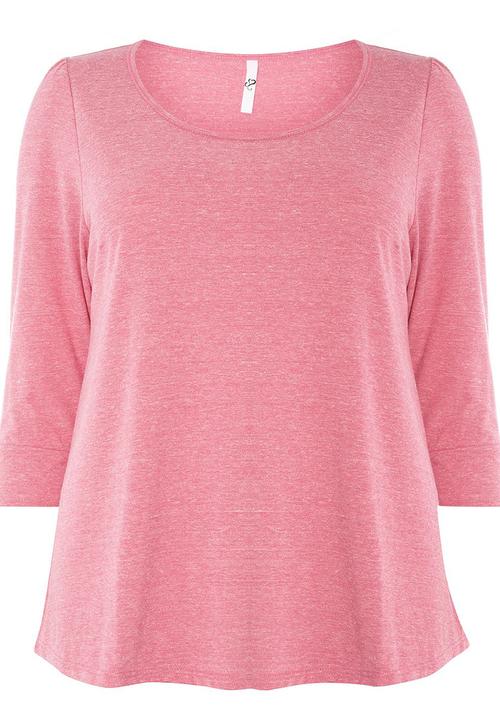 EVANS - 3/4 Sleeve Easy Fit Top Mid Pink