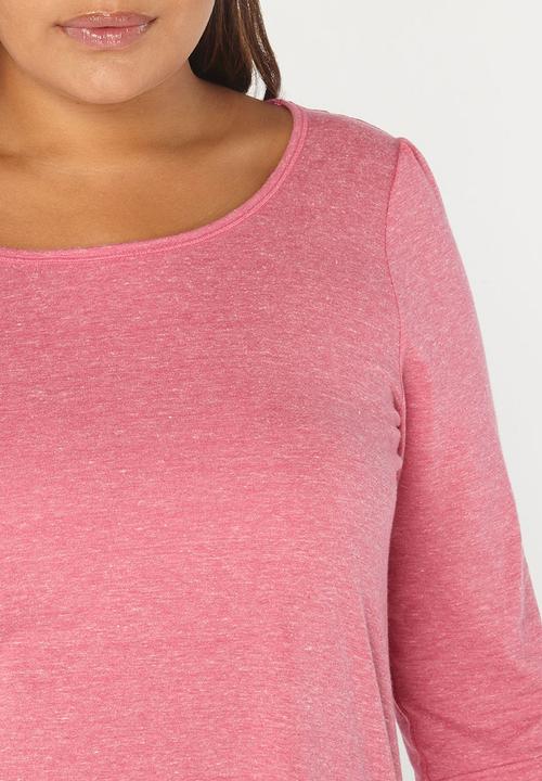 EVANS - 3/4 Sleeve Easy Fit Top Mid Pink