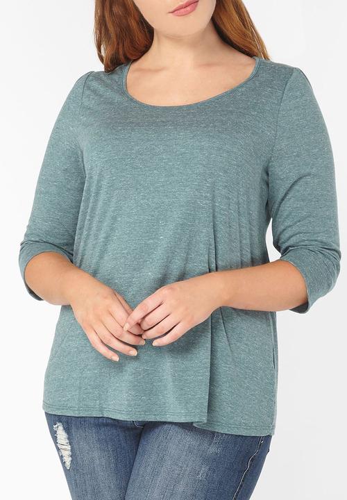 EVANS - 3/4 Sleeve Easy Fit Top Mid Green