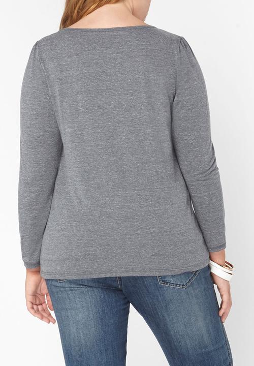 EVANS - Long Sleeve Easy Fit Top Grey