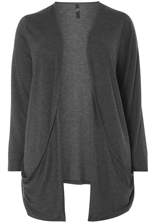 EVANS - Drape Pocket Cardigan Grey
