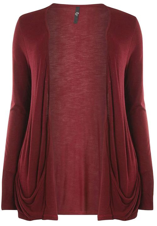 EVANS - Drape Pocket Cardigan Dark Red