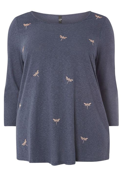 EVANS - Embroidery Detail Top Mid Blue