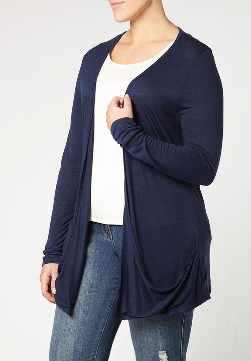 EVANS - Drape Pocket Cardigan Navy