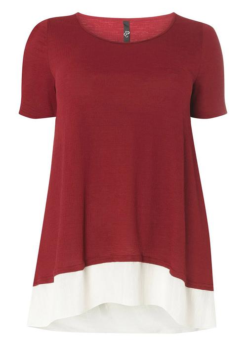 EVANS - Contrast Hem T-shirt Red
