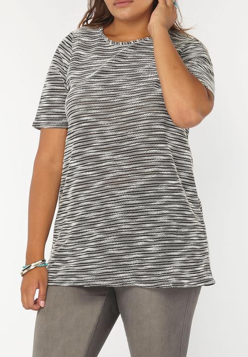 EVANS - Textured Tunic Black and White