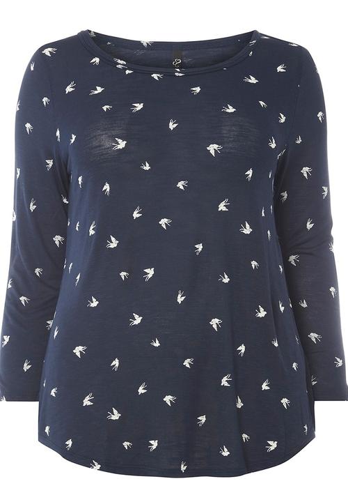 EVANS - Swallow Print Top Navy