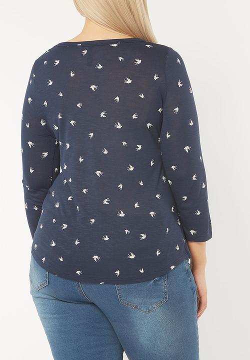 EVANS - Swallow Print Top Navy