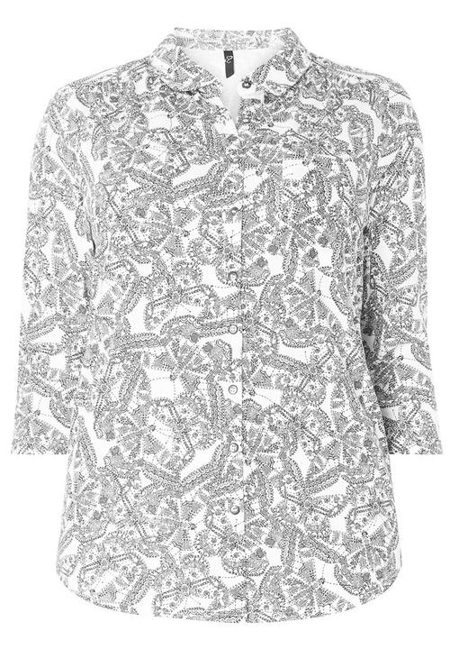 EVANS - Butterfly Print Shirt Black and White