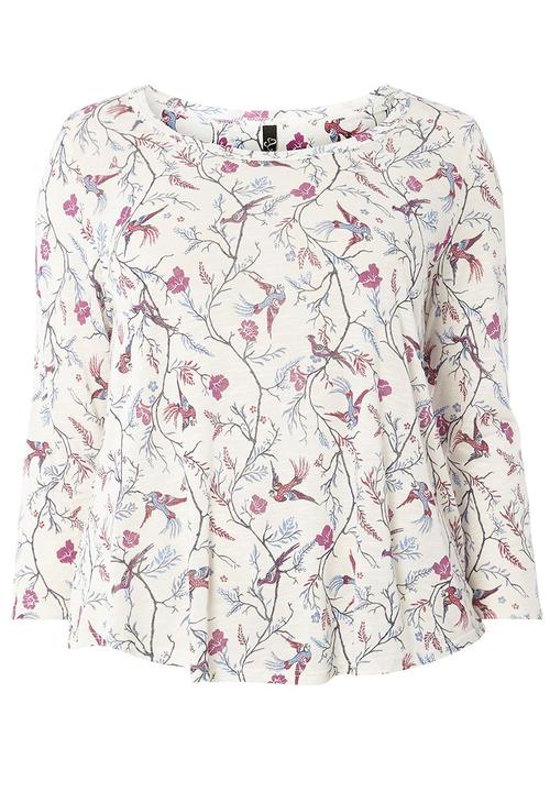 EVANS - Bird Print T-Shirt Off White